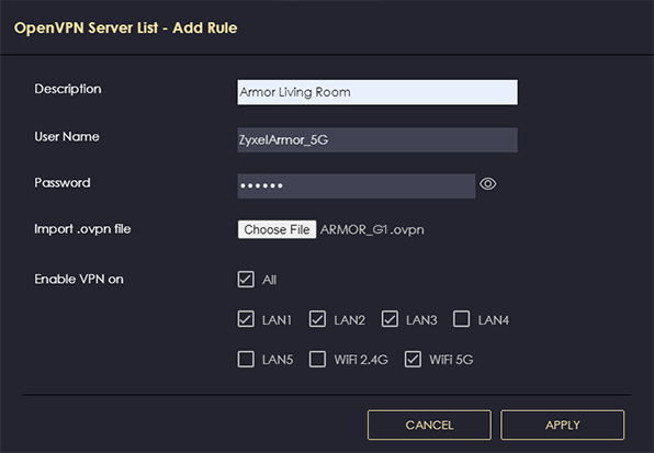 ARMOR G1, Dedicated OpenVPN Support