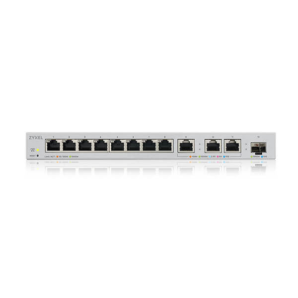 XGS1250-12, 12-Port Web-Managed Multi-Gigabit Switch includes 3-Port 10G and 1-Port 10G SFP+