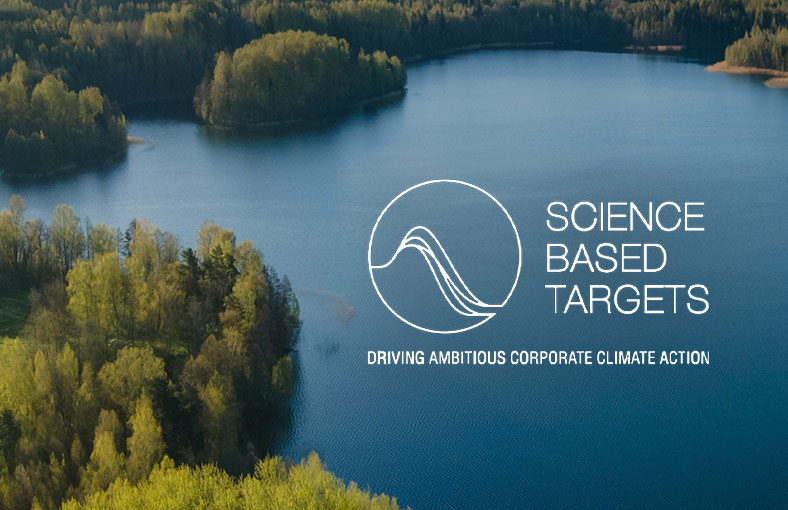 Science Based Targets logo displaying trees and water, highlighting the focus on sustainable environmental practices.