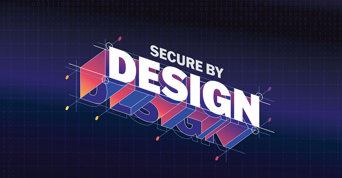 Logo of Secure by Design against a dark backdrop, symbolizing commitment to safety and secure design principles.