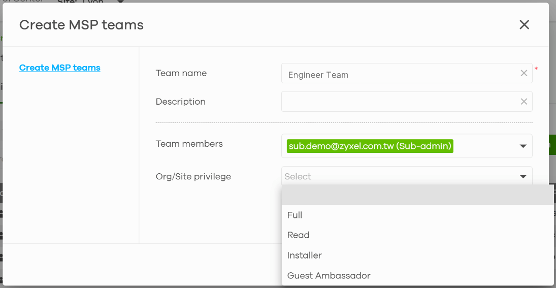 Group Sub/3rd-party admins into teams based on their responsibilities