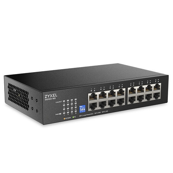 GS1100-16EPS, 16-port GbE PoE Unmanaged Slim Switch