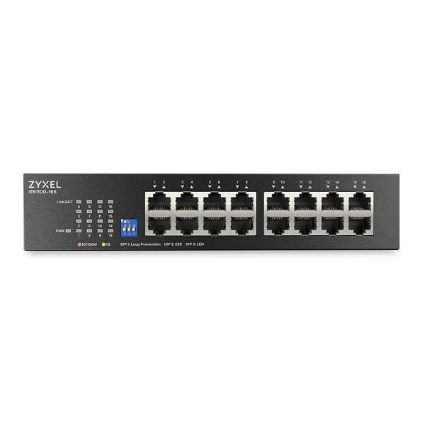GS1100-16EPS, 16-port GbE PoE Unmanaged Slim Switch
