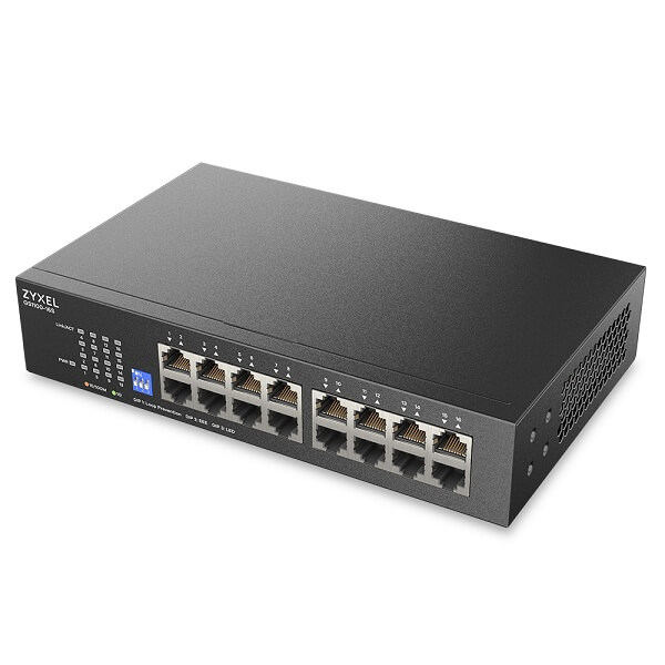 GS1100-16EPS, 16-port GbE PoE Unmanaged Slim Switch