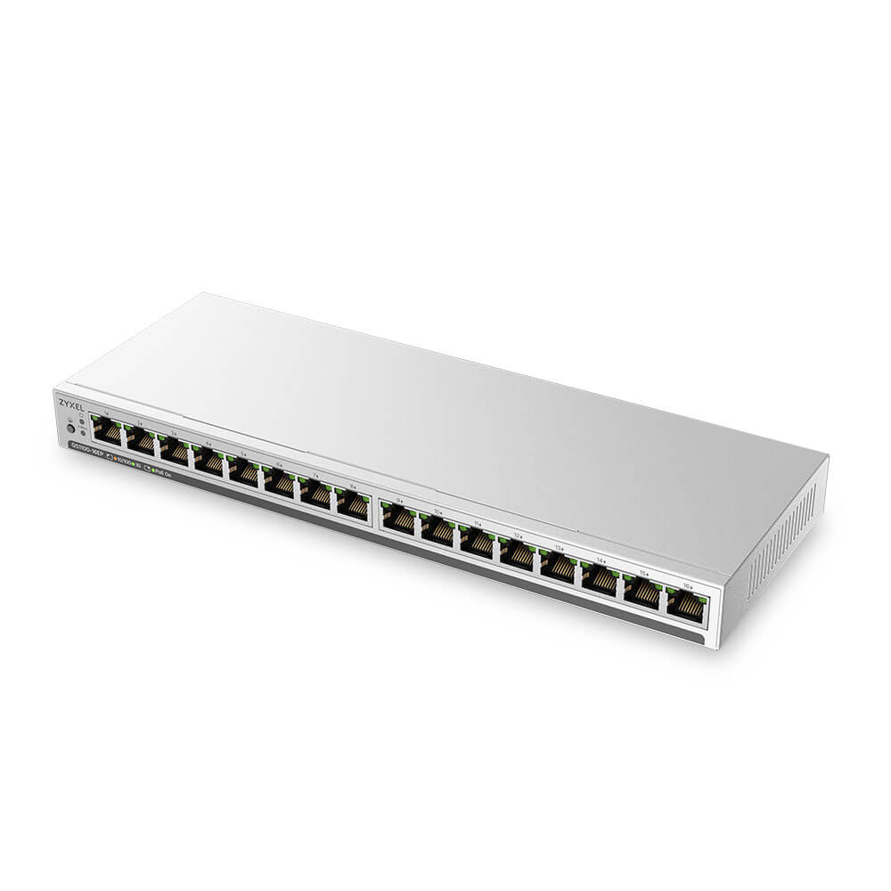 GS1100-16EP, 16-port GbE PoE Unmanaged Slim Switch