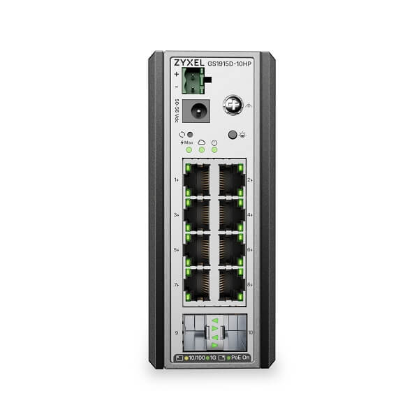 GS1915D-10HPv2, 8-port GbE PoE DIN-Rail Smart Managed Switch with 2 GbE Uplink