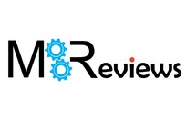 Logo for MB Reviews featuring a stylized text design in bold colors