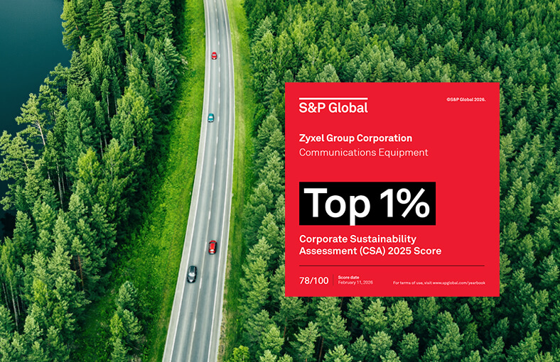 Zyxel Group named in the top 1% of the S&P Global Sustainability Yearbook 2026, highlighting its commitment to sustainability.