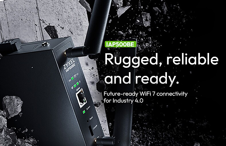 an industrial access point standing in a harsh environment, showing its rugged design for reliability