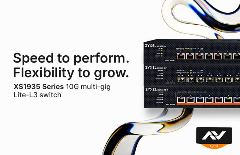 Zyxel XS1935 series multi-port switches displayed, highlighting their role in enhancing network performance for small businesses.