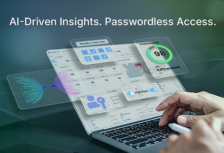 Image depicting AI-driven insights and passwordless access technology for enhanced security and user experience.