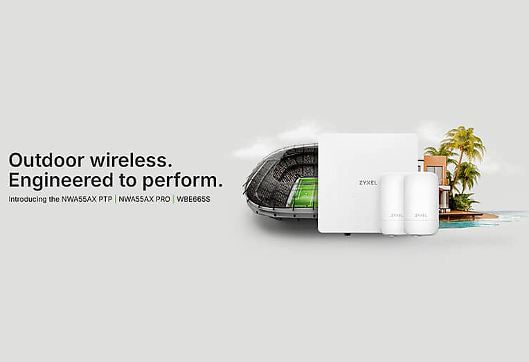 Zyxel outdoor access point featuring durable design for reliable WiFi 7 performance in challenging outdoor settings.