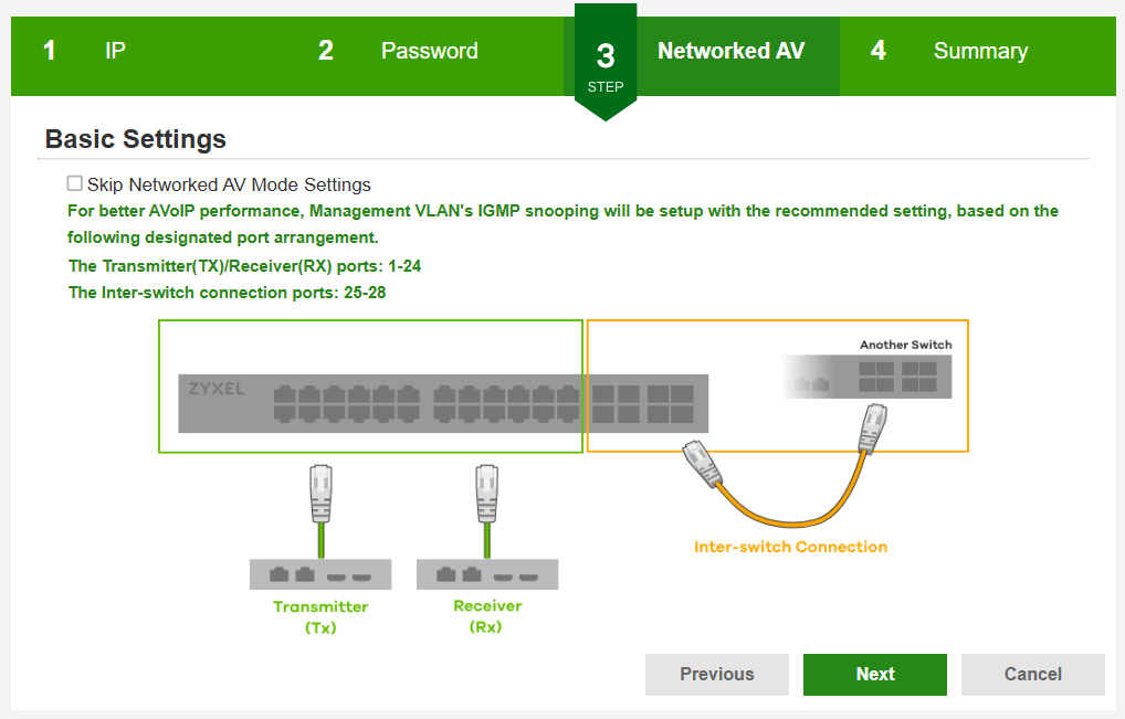 Web interface - Networked AV menu